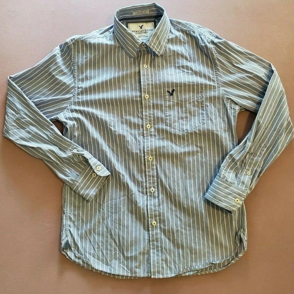 American Eagle Outfitters Medium Blue White Stripe